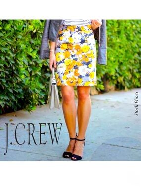 J. CREW Collection Golden Rose Floral Pencil Skirt (S)